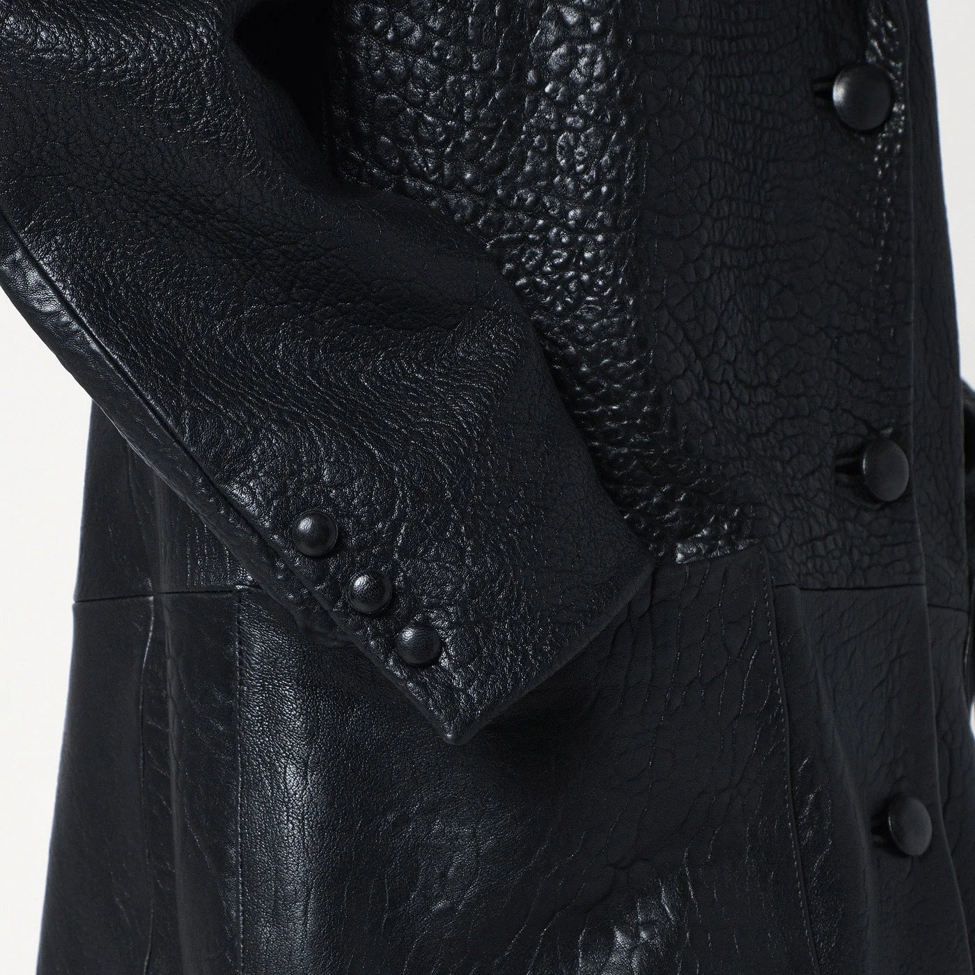 Cassell Single-breasted black leather coat