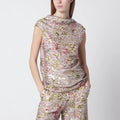 Alberta Ferretti Sleeveless high-neck top with a floral sequin pattern