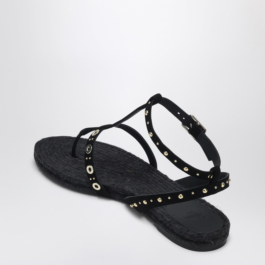 Castañer Low-heeled black Pati with studs