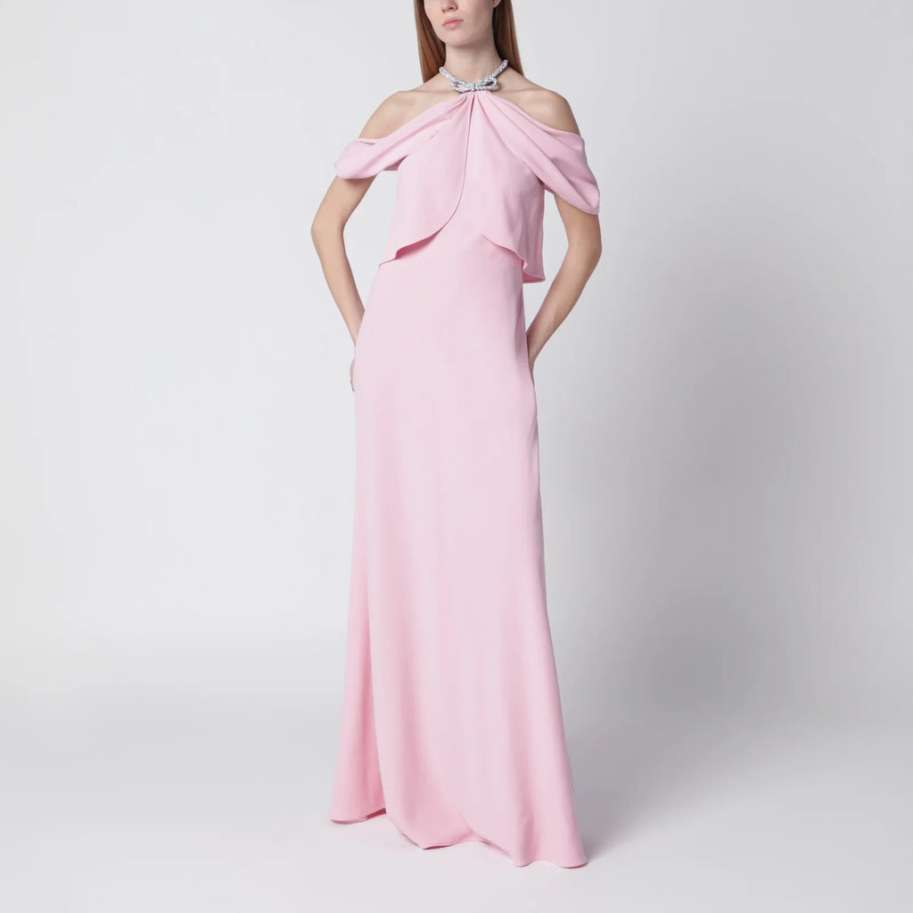 Alberta Ferretti Long pink off-shoulder dress