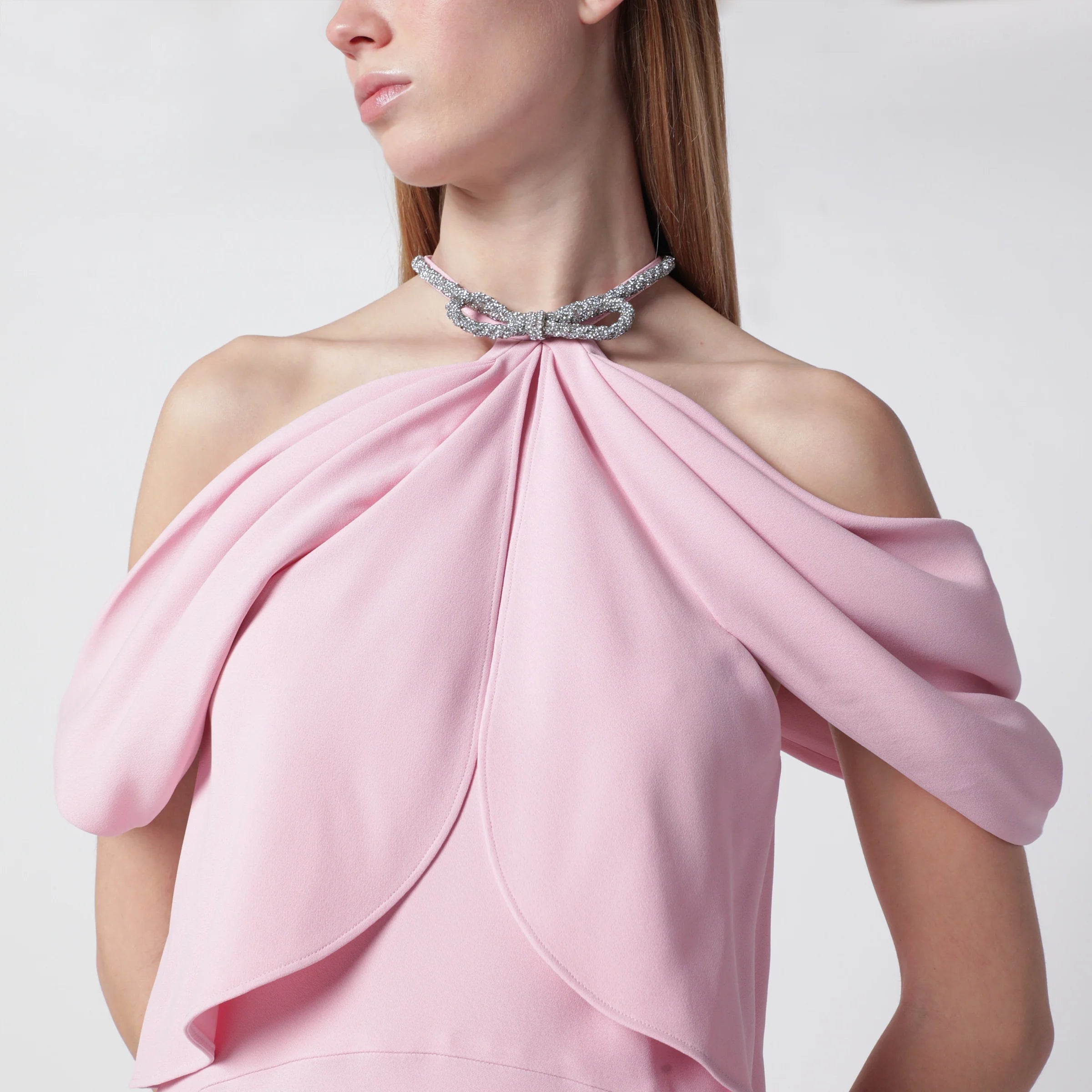 Alberta Ferretti Long pink off-shoulder dress