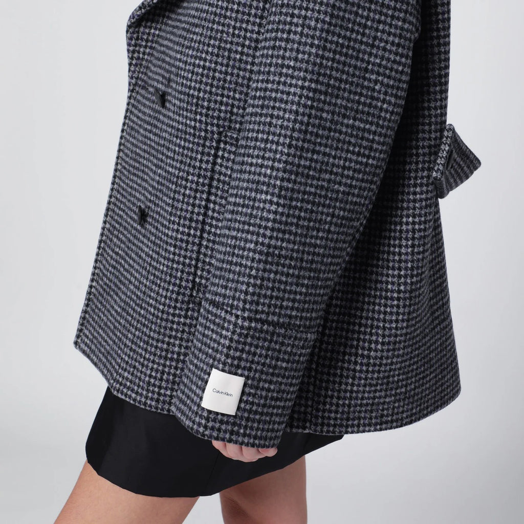Calvin Klein Grey double-breasted houndstooth coat