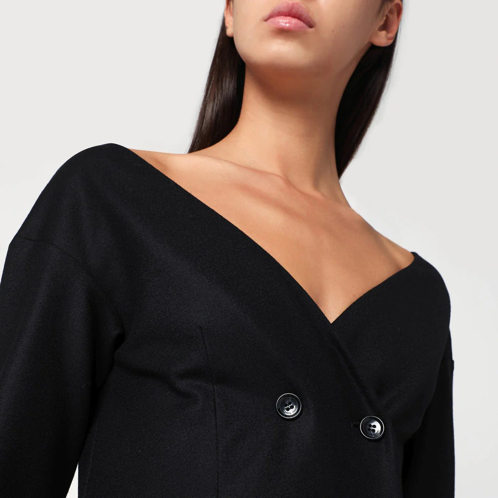 Alberta Ferretti Black wool V-neck jacket