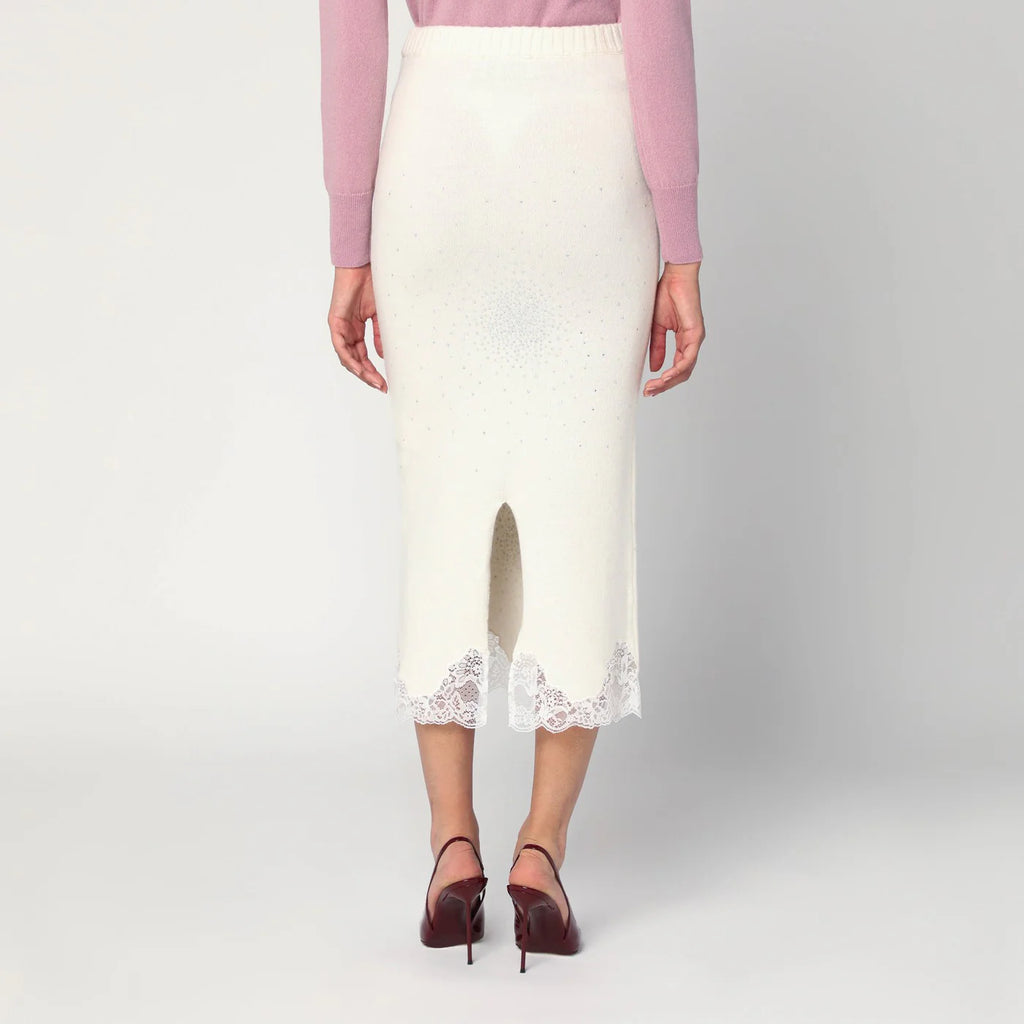 Giuseppe di Morabito Gonna white tube with lace and rhinestones