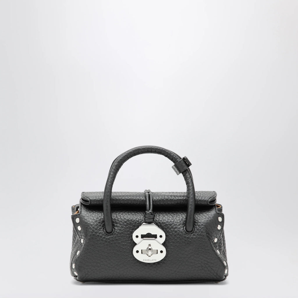 Zanellato Dotta Baby black grained leather bag