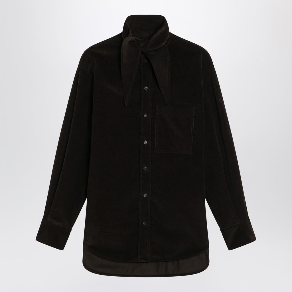 Ferragamo Brown shirt in ribbed velvet