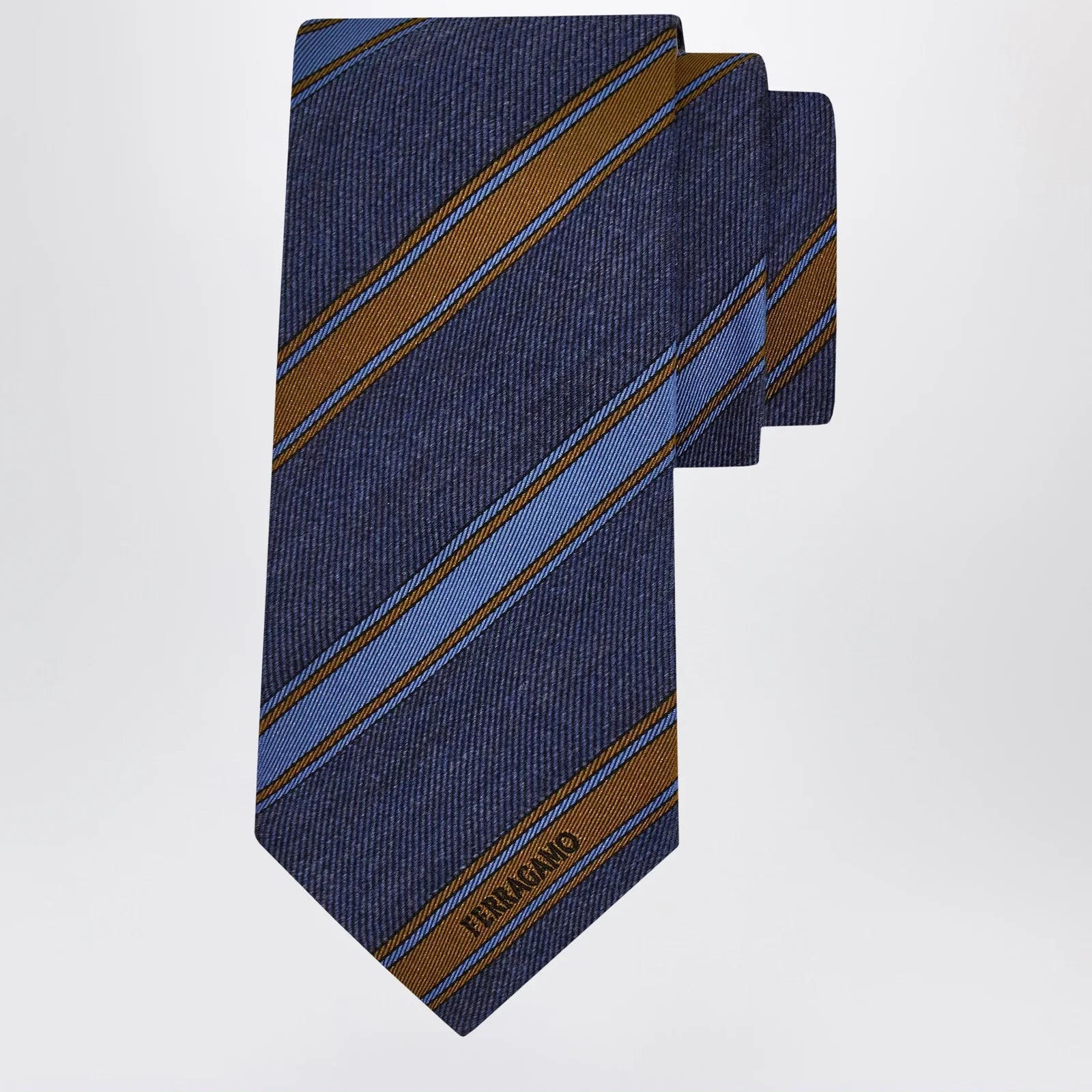 Ferragamo Medium Blue Regimental Jacquard Tie