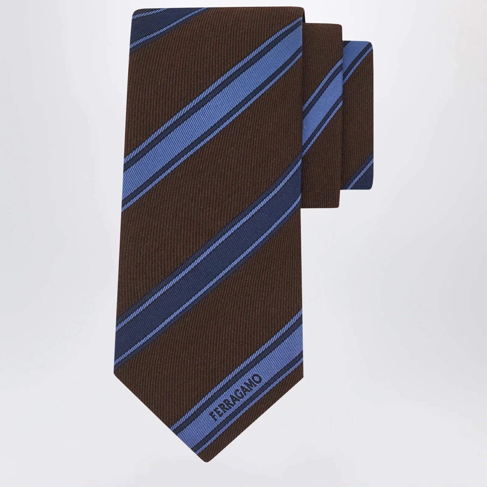 Ferragamo Brown/Green Regimental Jacquard Tie