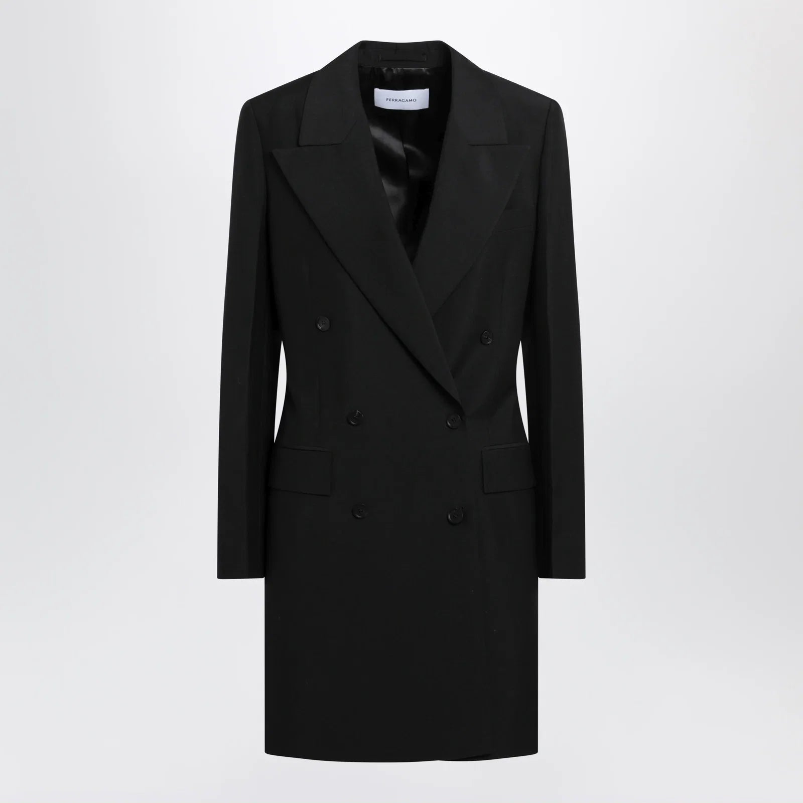 Ferragamo Black double-breasted wool-blend suit