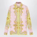 Versace Printed silk twill shirt in yellow/pink