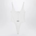 Versace White high-cut bodysuit with embroidered logo