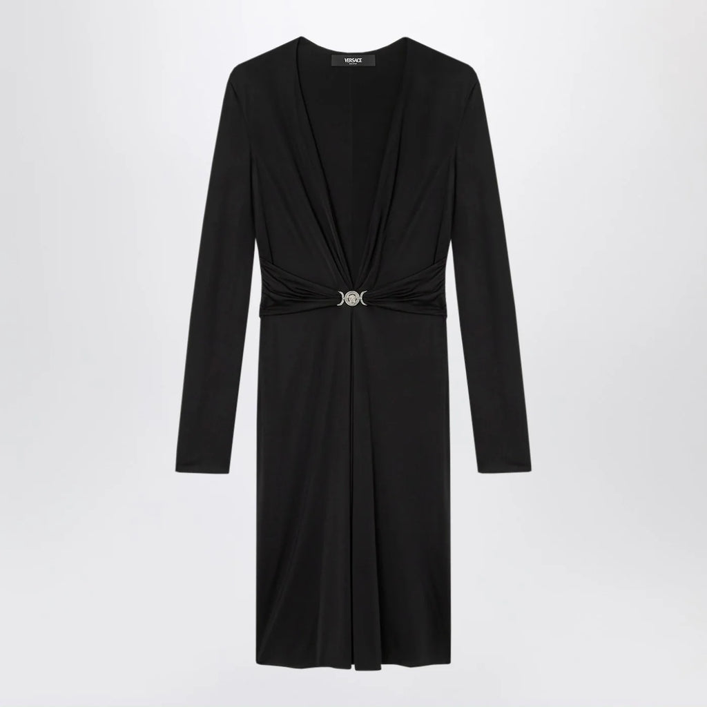 Versace Black viscose jersey midi dress