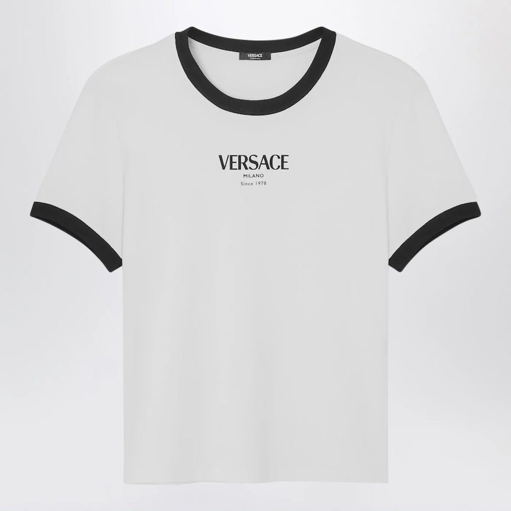 Versace White/black stretch viscose jersey T-shirt