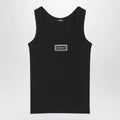 Versace Black stretch ribbed cotton tank top