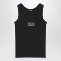 Versace Black stretch ribbed cotton tank top