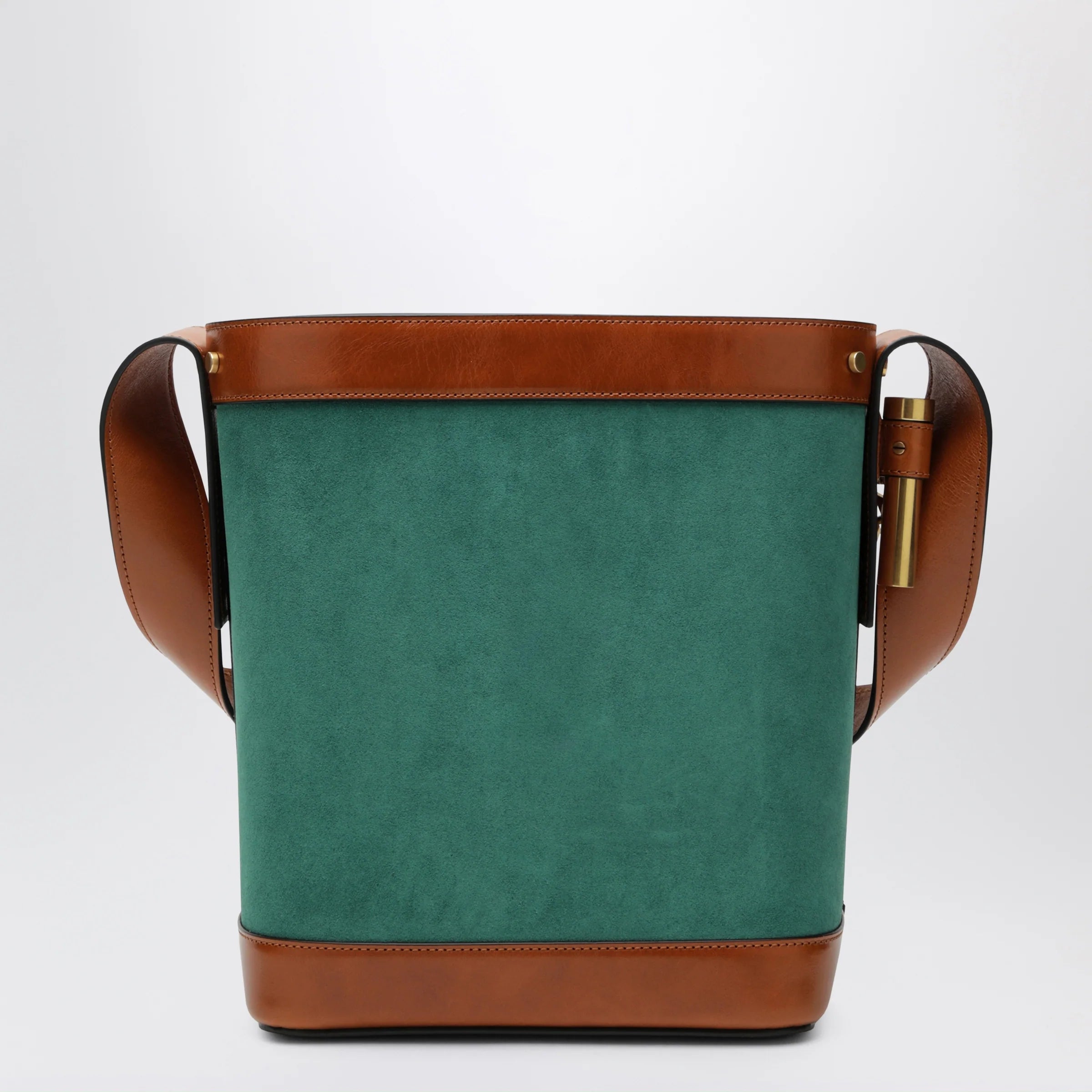 Versace Small Pivot bucket bag in green suede