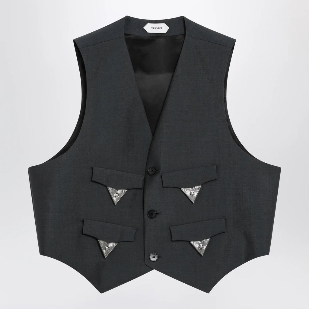 Versace Grey mohair wool vest