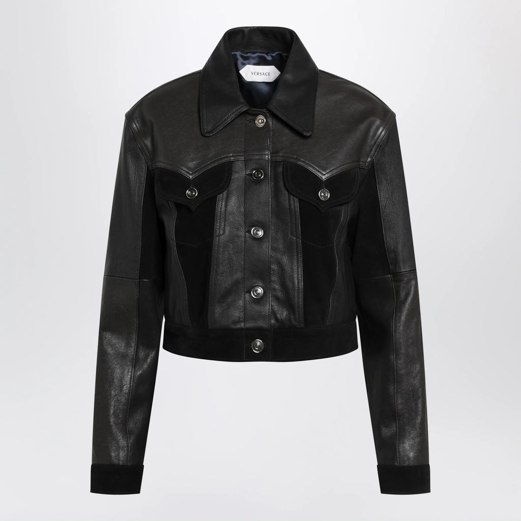 Versace Slim black leather blouson