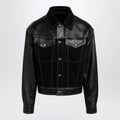 Versace Black Denim and Leather Bomber Jacket