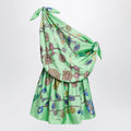 Versace Green printed silk twill mini dress