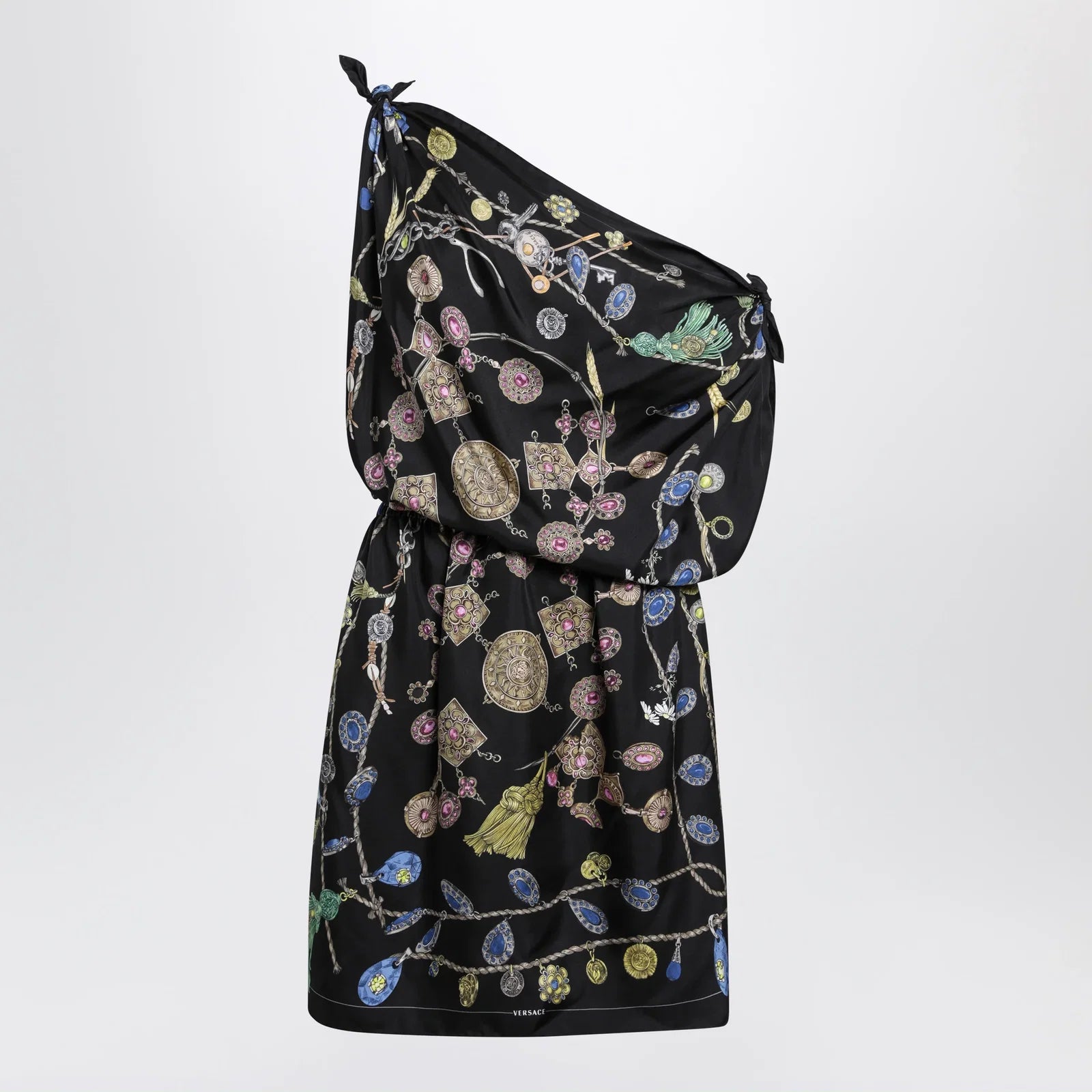 Versace Black Printed Silk Twill Dress