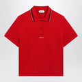 Versace Lipstick red cotton piqué polo with embroidered logo