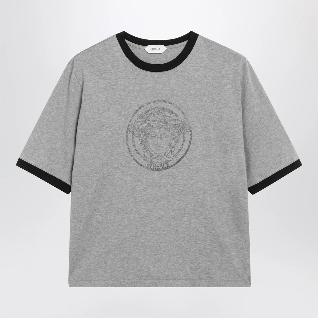 Versace Cotton Jersey T-Shirt with Printed Logo