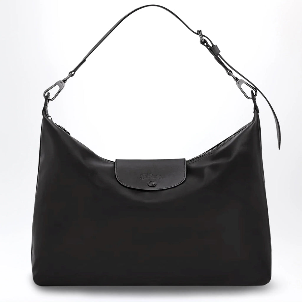 Longchamp Black XL Le Pliage Xtra leather hobo bag