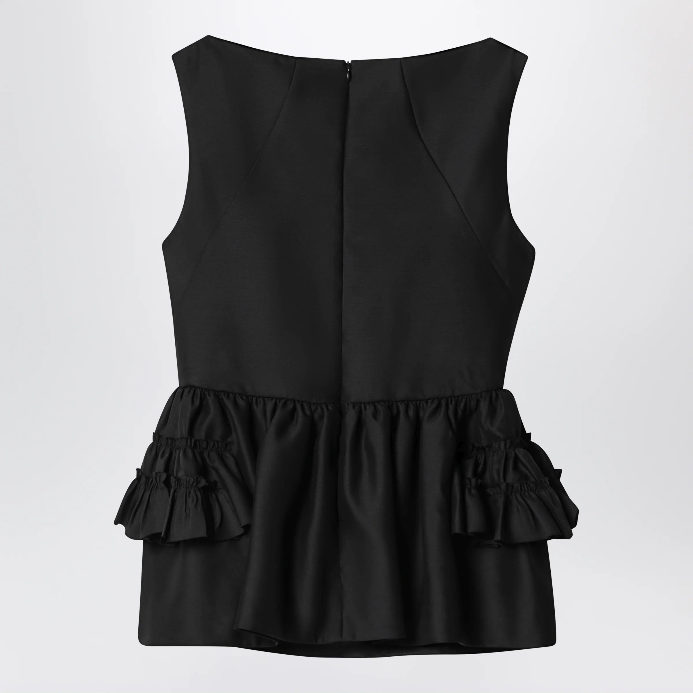 Dries Van Noten Black wool and silk ruffled top