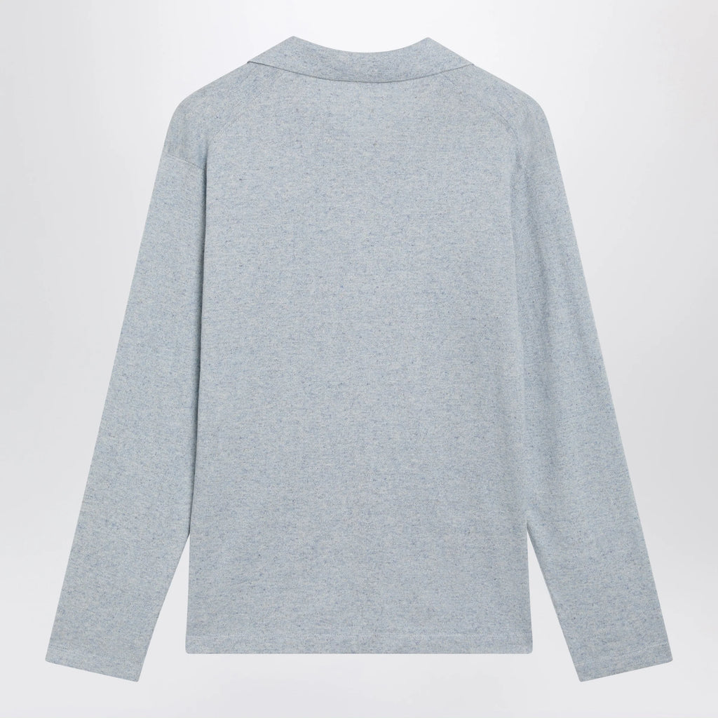 The Row Niosa oversized cotton-linen polo in ice blue