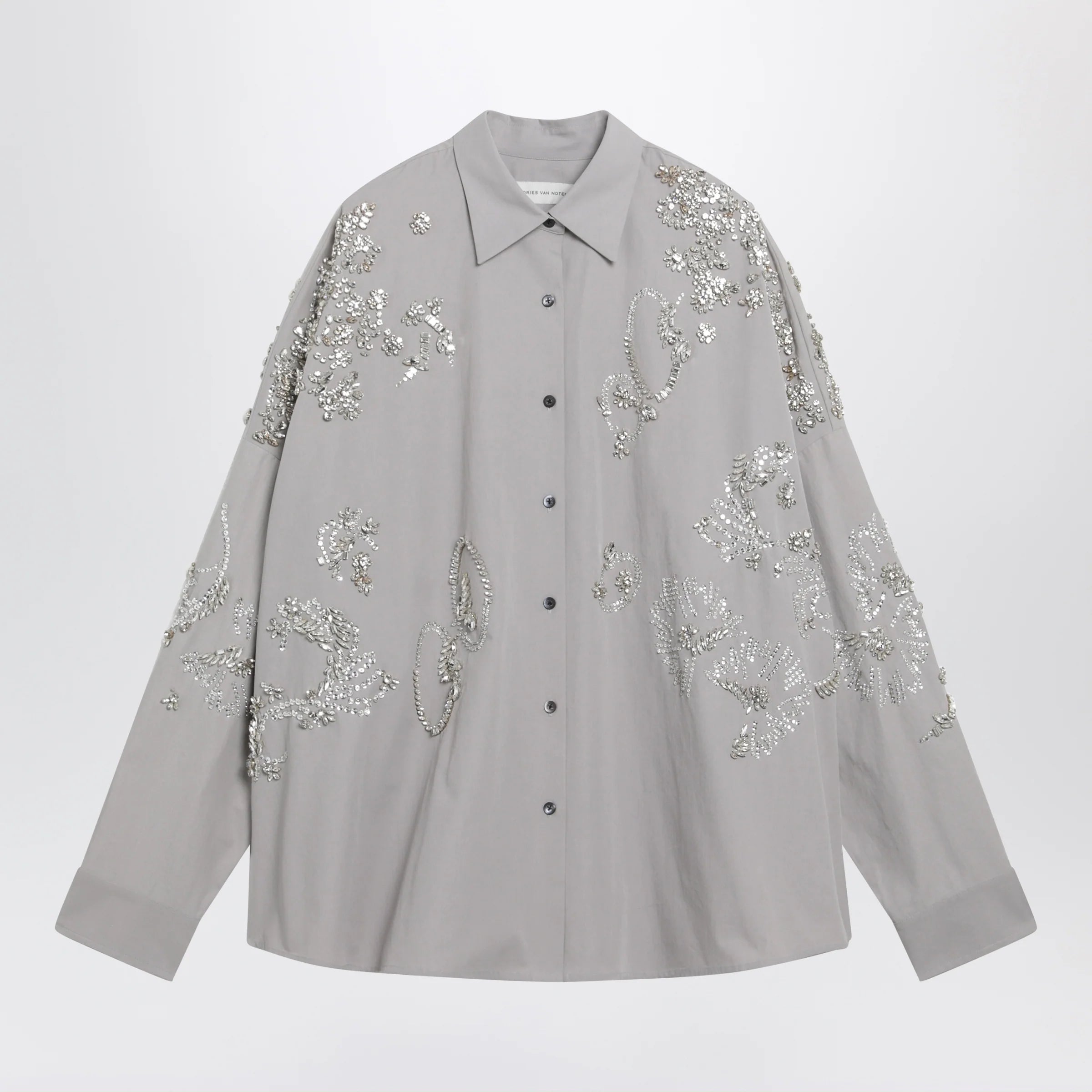 Dries Van Noten Grey shirt with sequin embroidery