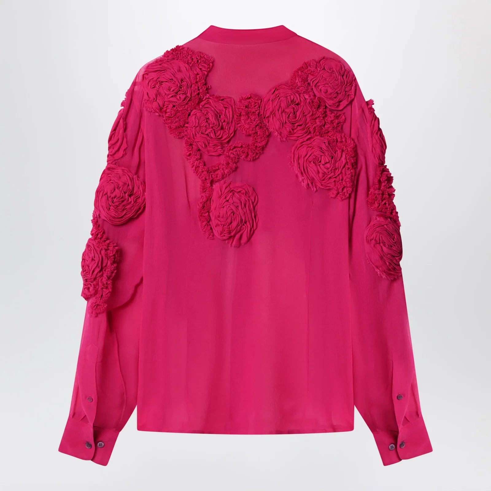 Dries Van Noten Fuchsia shirt with embossed roses
