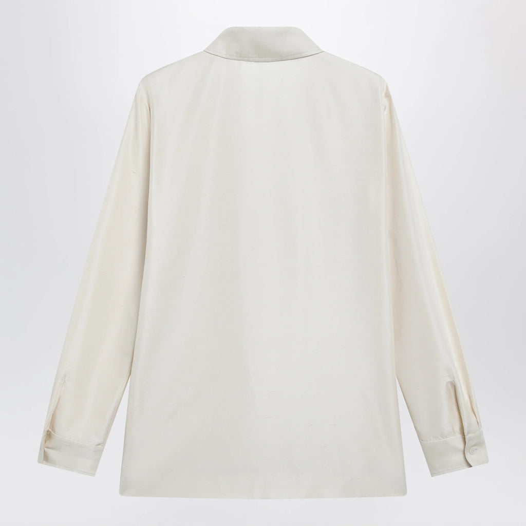 The Row Lucetta shantung silk shirt in vanilla