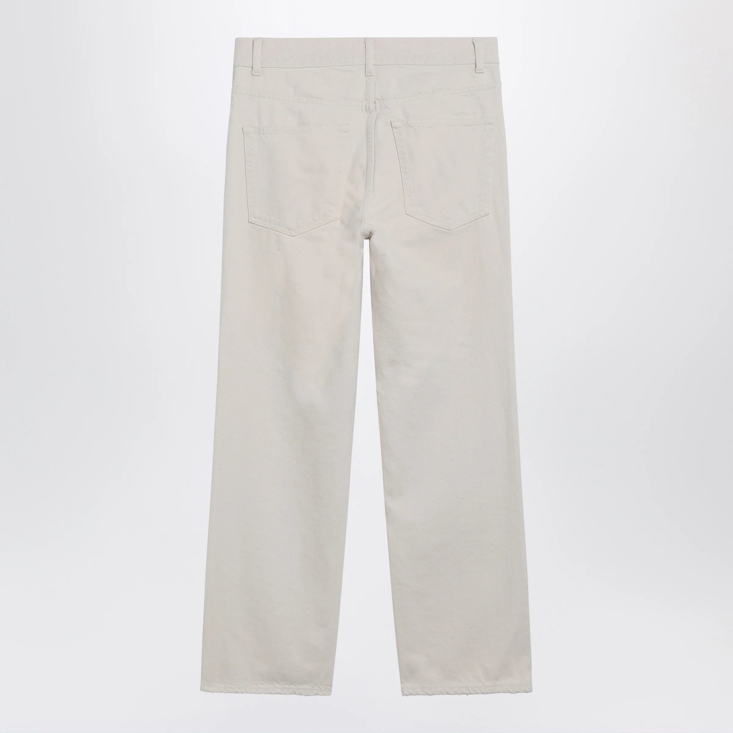 The Row Fargo jeans in lightly distressed cotton denim, ecru