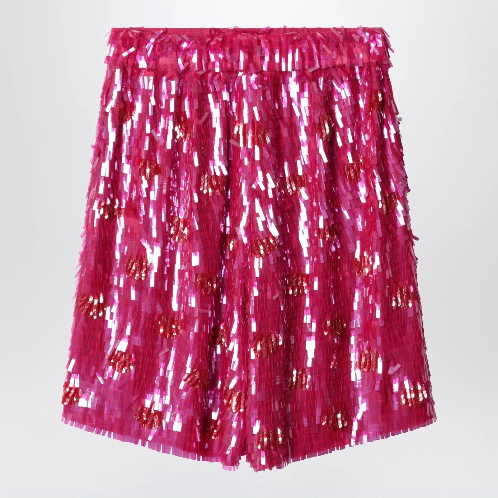 Dries Van Noten Fuchsia silk bermuda shorts with sequins