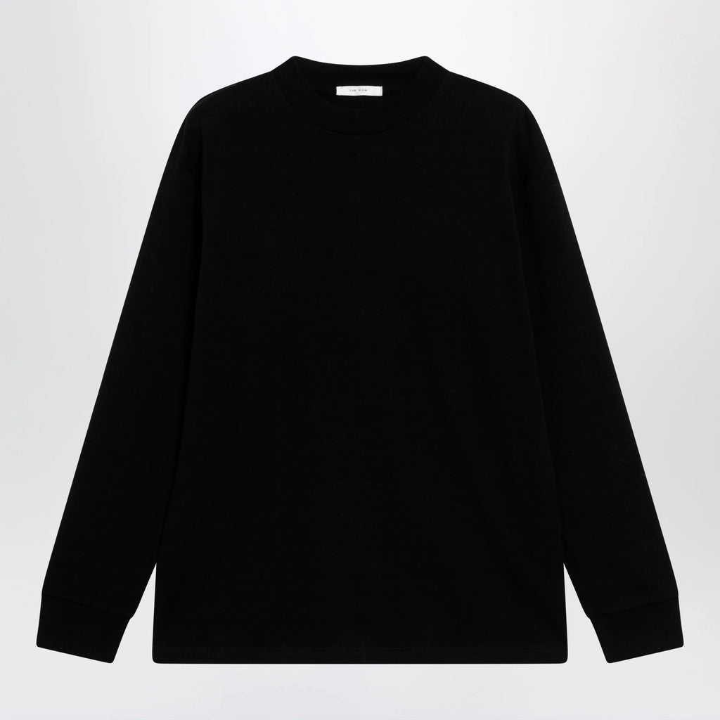 The Row Black cotton crew-neck sweater