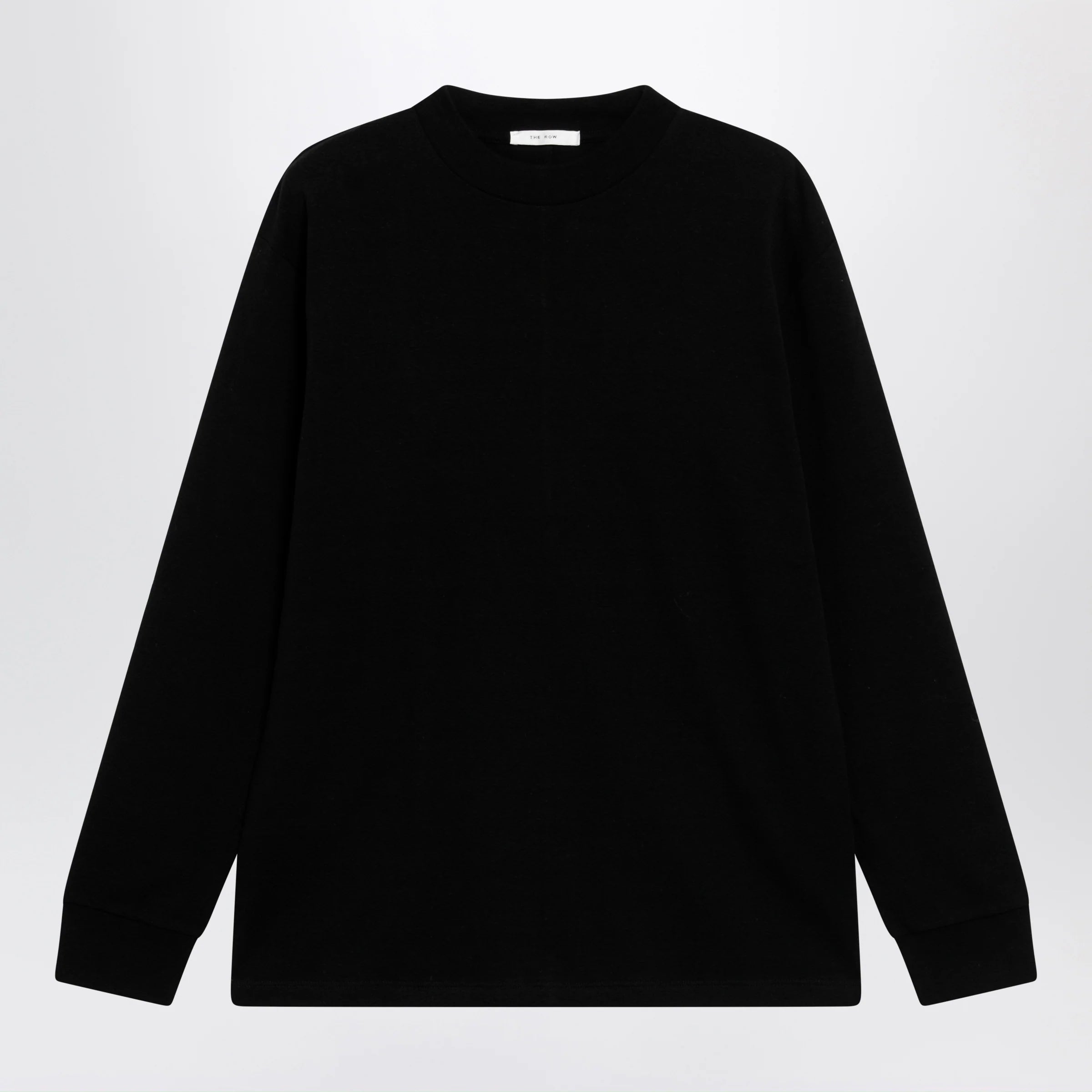 The Row Black cotton crew-neck sweater