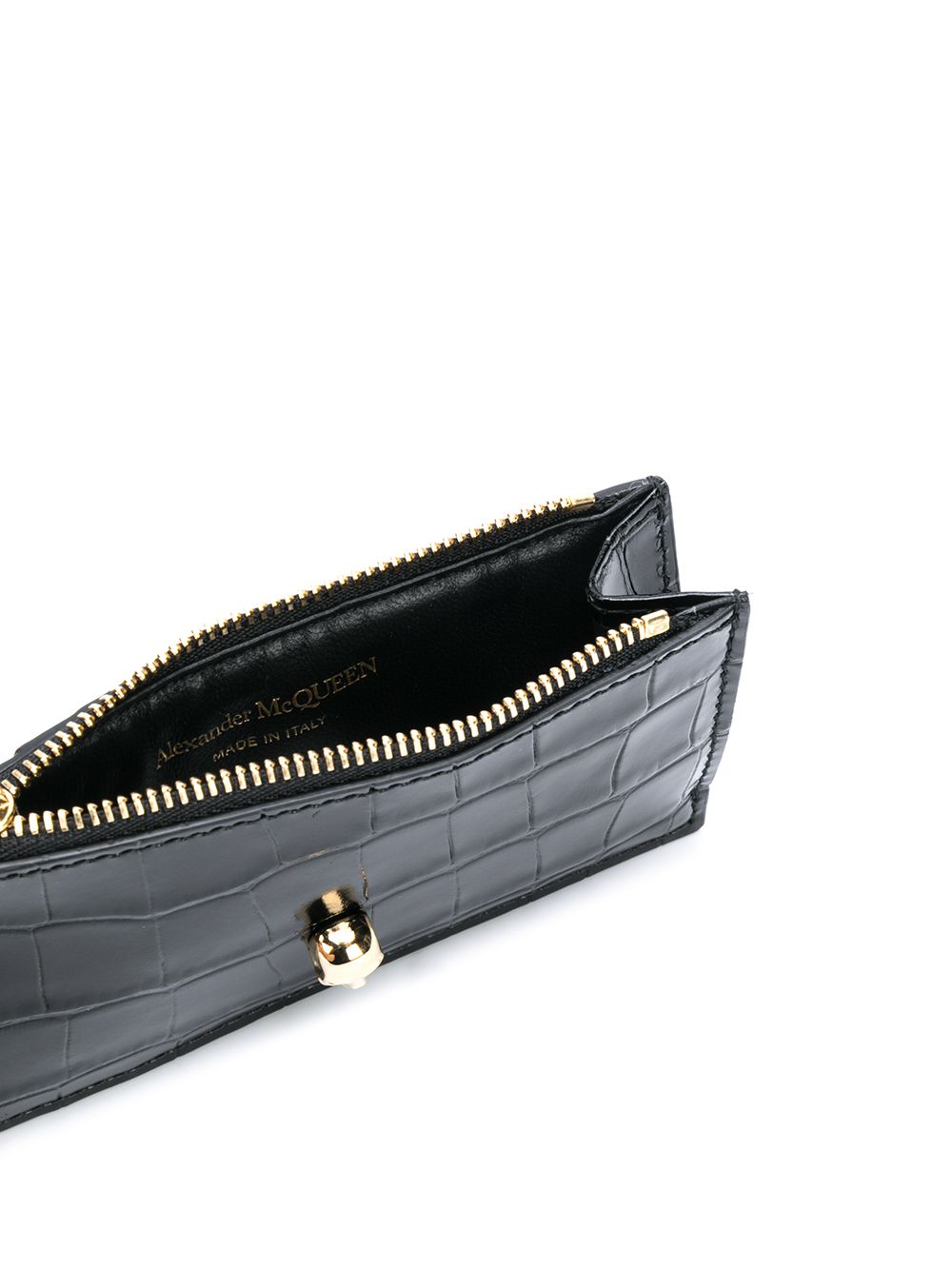 Alexander McQueen Skull zipped leather card case