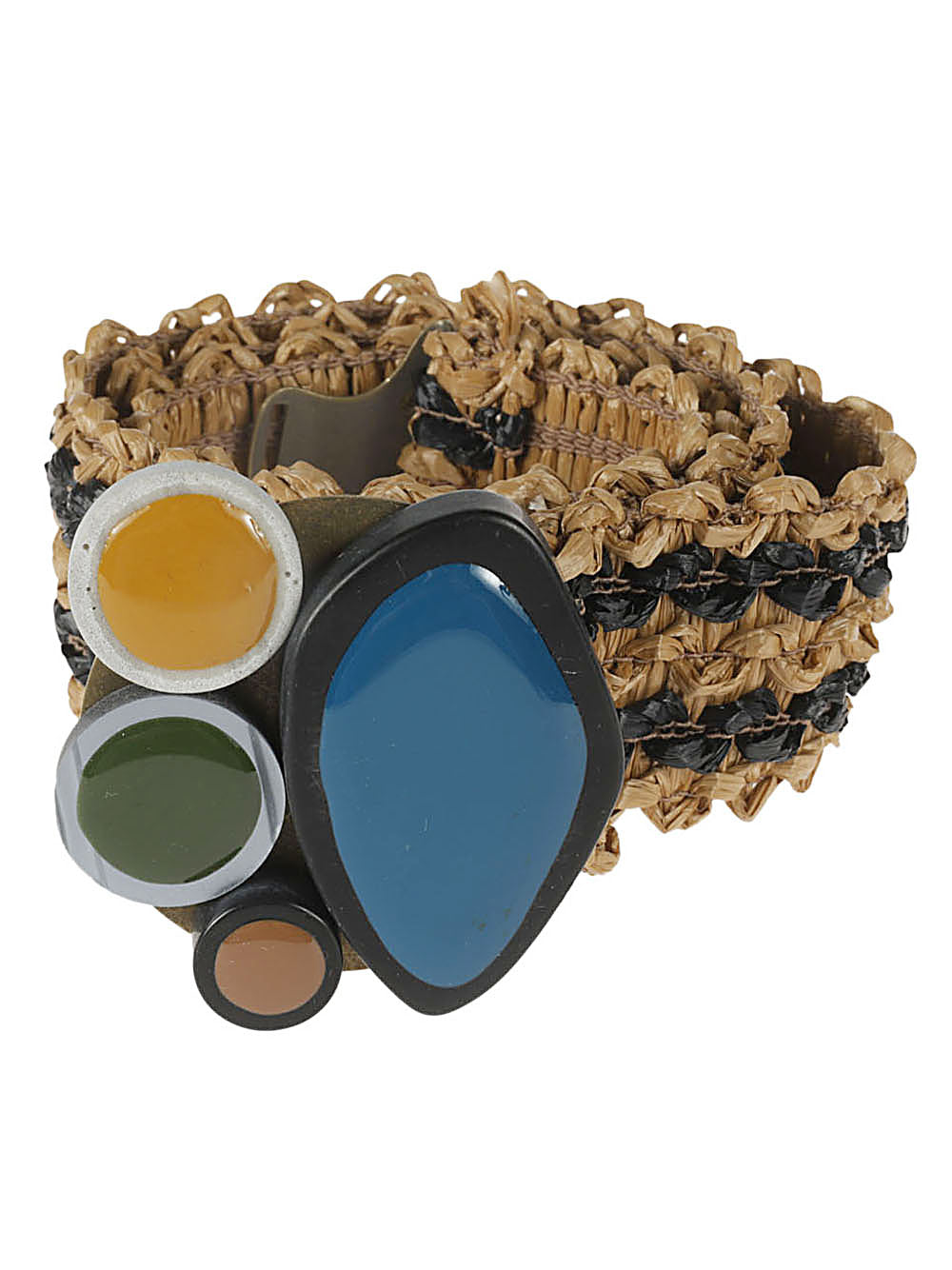 Exquisite J Striped raffia belt