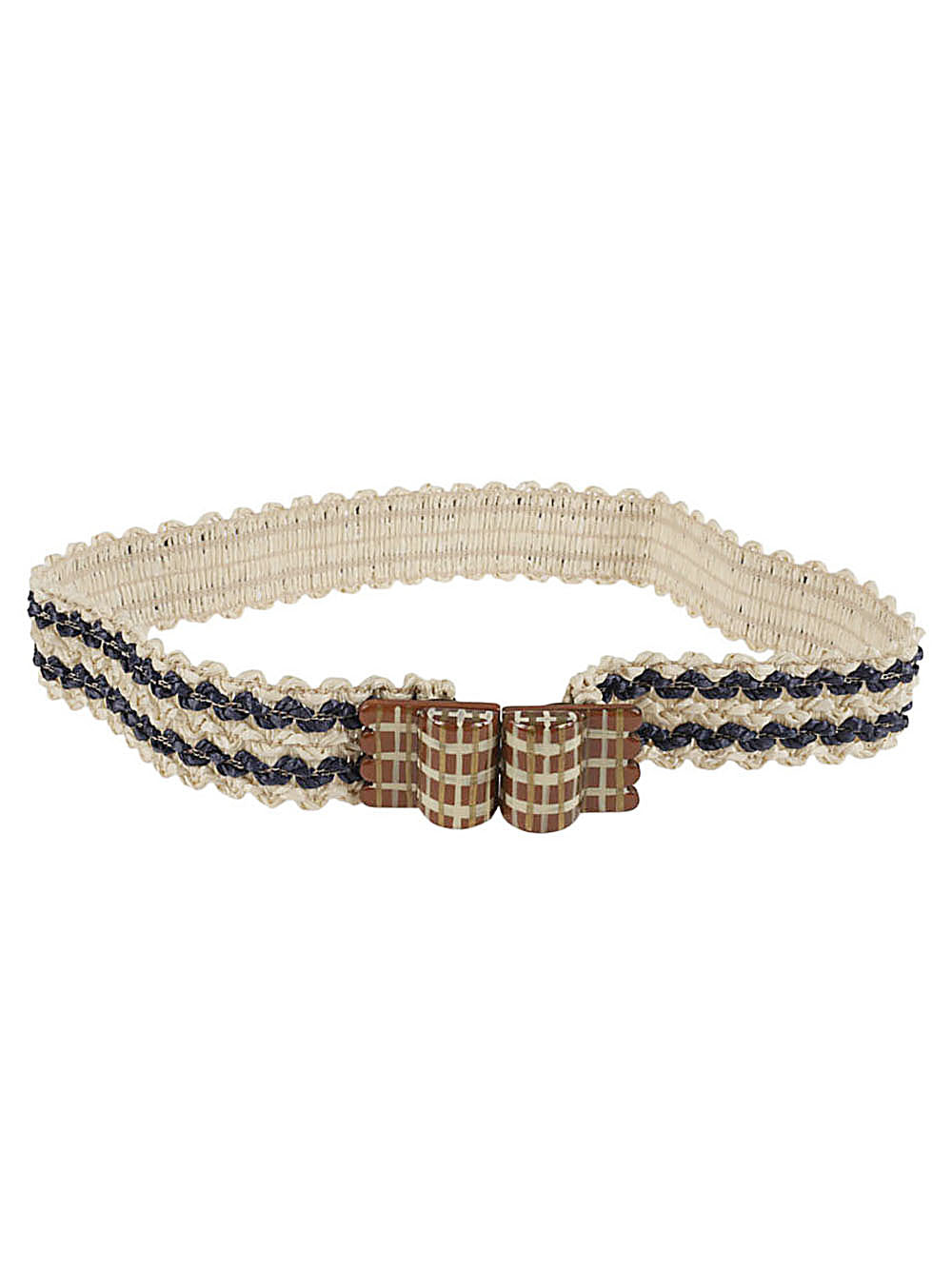 Exquisite J Striped raffia belt