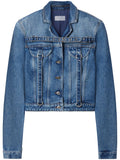 Off White Crop Denim Jacket With Belt