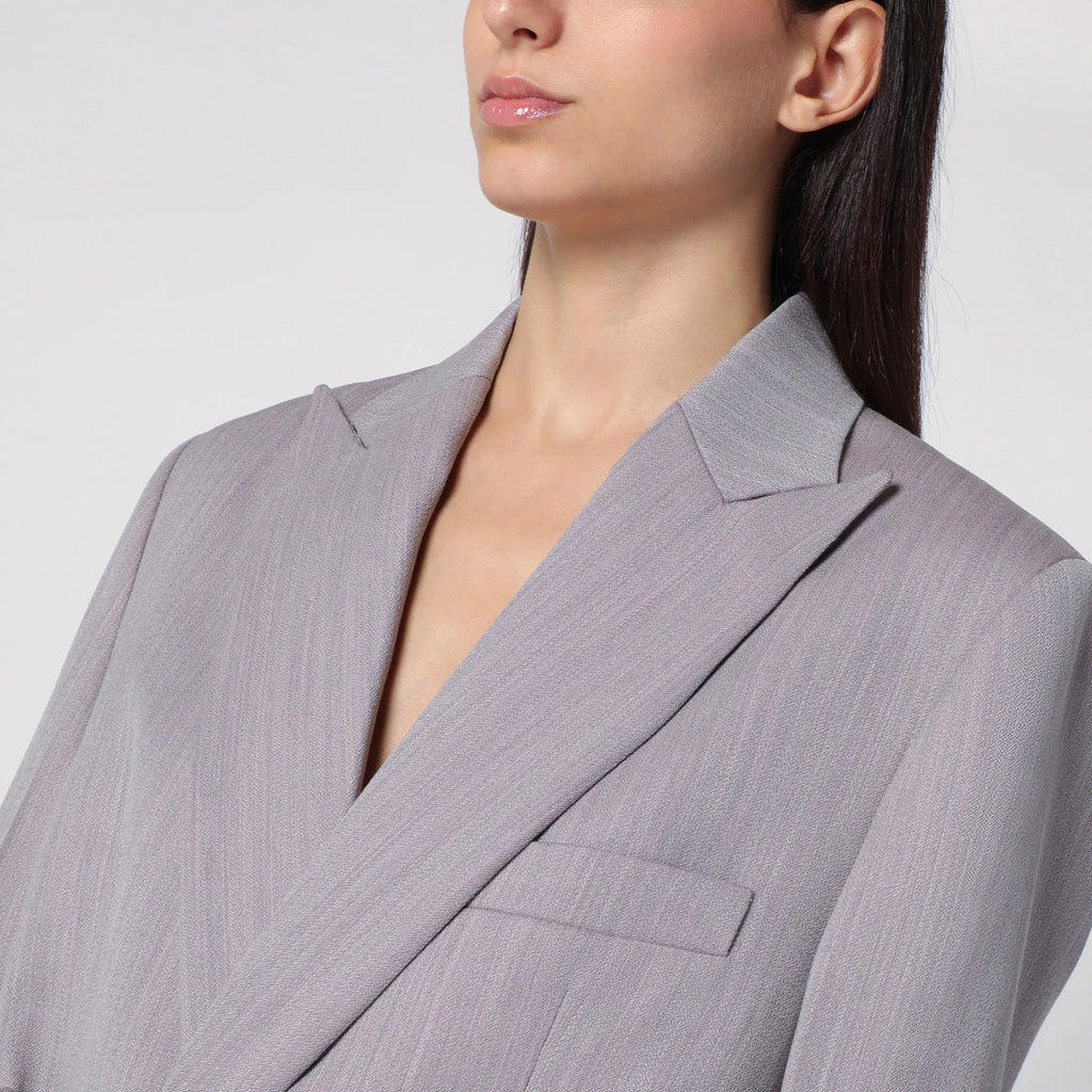 Victoria Beckham Light grey wool jacket with belt