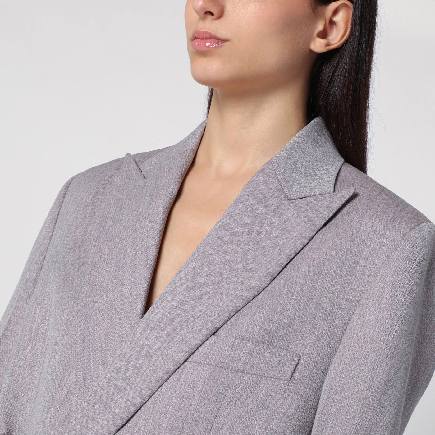 Victoria Beckham Light grey wool jacket with belt