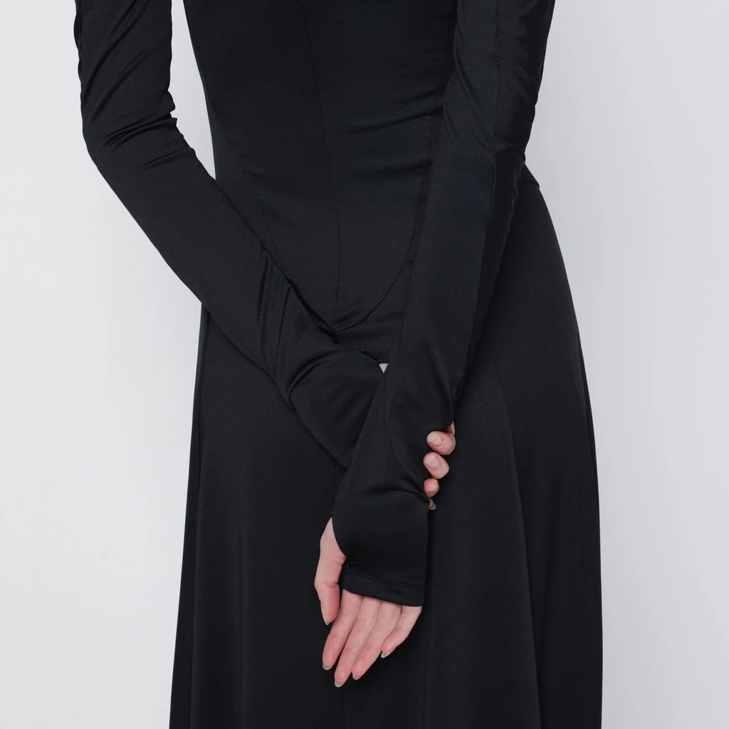 Victoria Beckham Black asymmetric midi dress