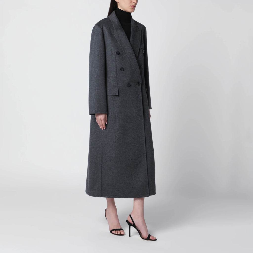 Victoria Beckham Double-breasted coat in grey mélange wool and cashmere