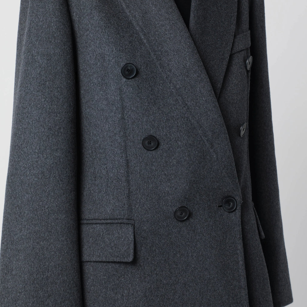 Victoria Beckham Double-breasted coat in grey mélange wool and cashmere
