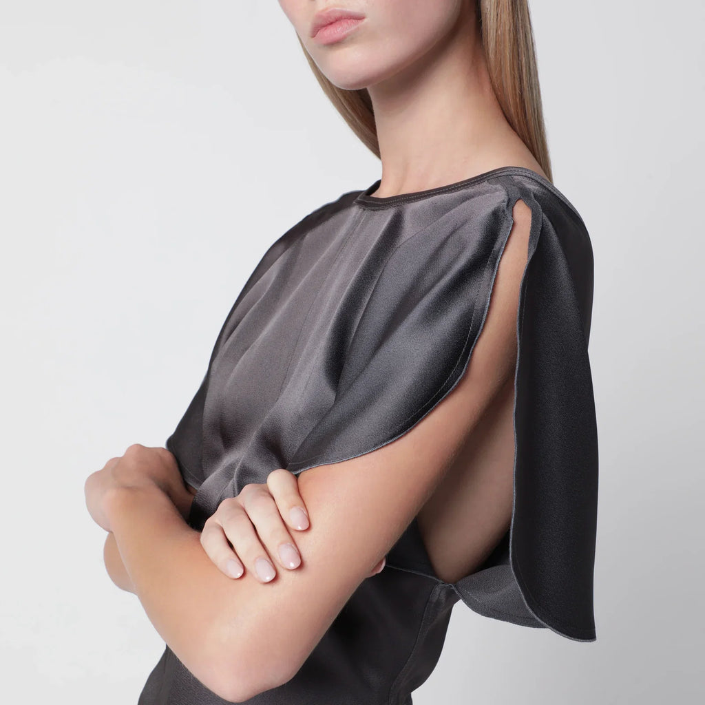 Victoria Beckham Bela satin viscose top in Ore