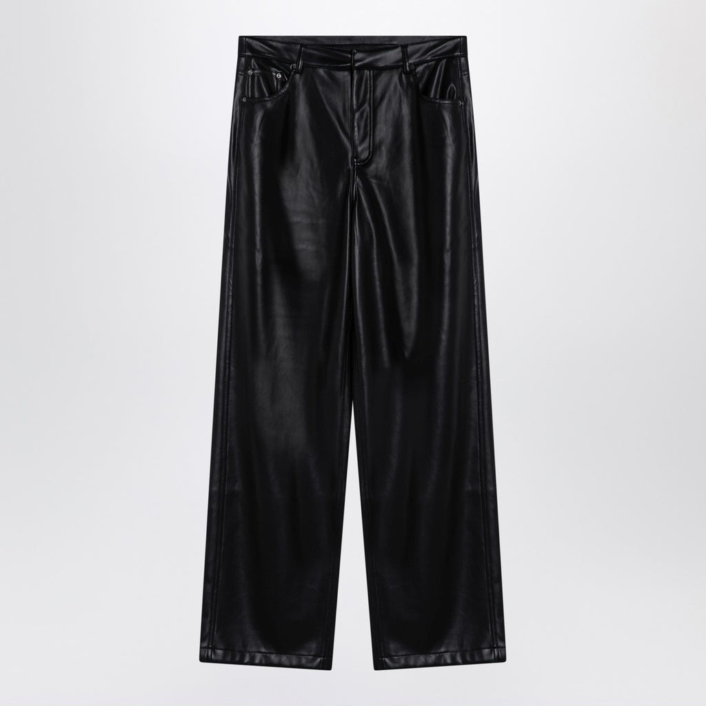 ROTATE Birger Christensen Black faux leather trousers
