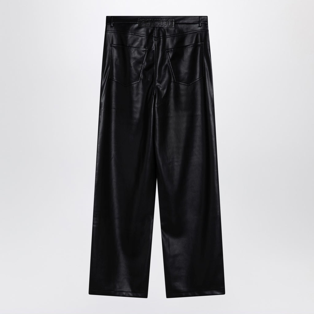 ROTATE Birger Christensen Black faux leather trousers