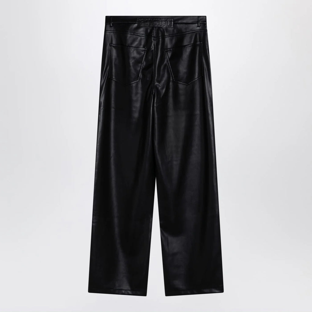 ROTATE Birger Christensen Black faux leather trousers
